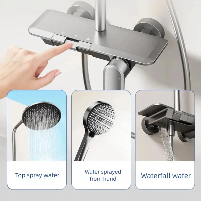 Bathroom Cold Water Boosting Shower Rainfall Pressure Piano