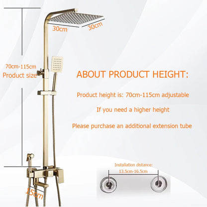 Wall Mount Brushed Gold Bathroom Shower Faucet Bath