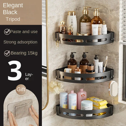 1/2/3pcs Plastic Bathroom Storage Rack Shampoo Holder Adhensive