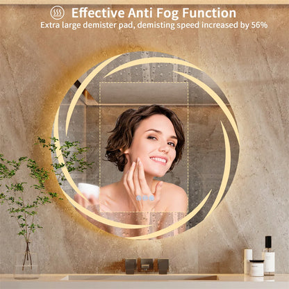 Luvodi Modern Led Bathroom Wall Mirror Circle Backlight