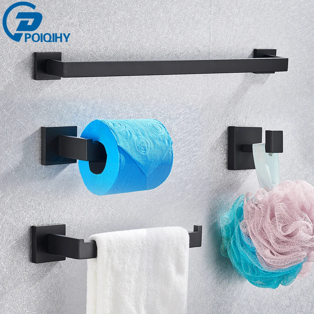 Bathroom Hardware Black Robe Hook Towel Rail Bar