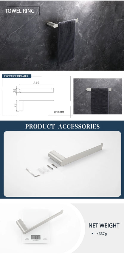 Bathroom Hardware Stainless Steel Bathroom Wall Mounted Towel