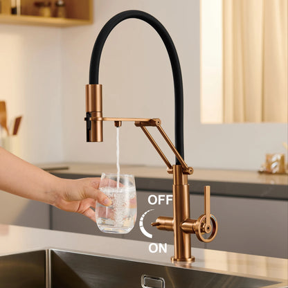 Industrial Brass Brushed Rose Gold Faucet Separated Filter