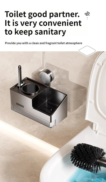 Suction Cup Toilet Brush No Punching Wall Mounted