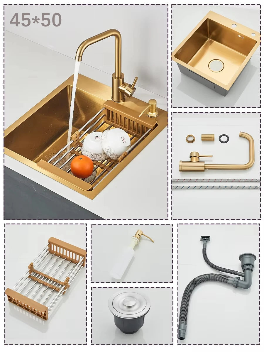 304 Stainless Steel Waterfall Sink Large Slot Integrated