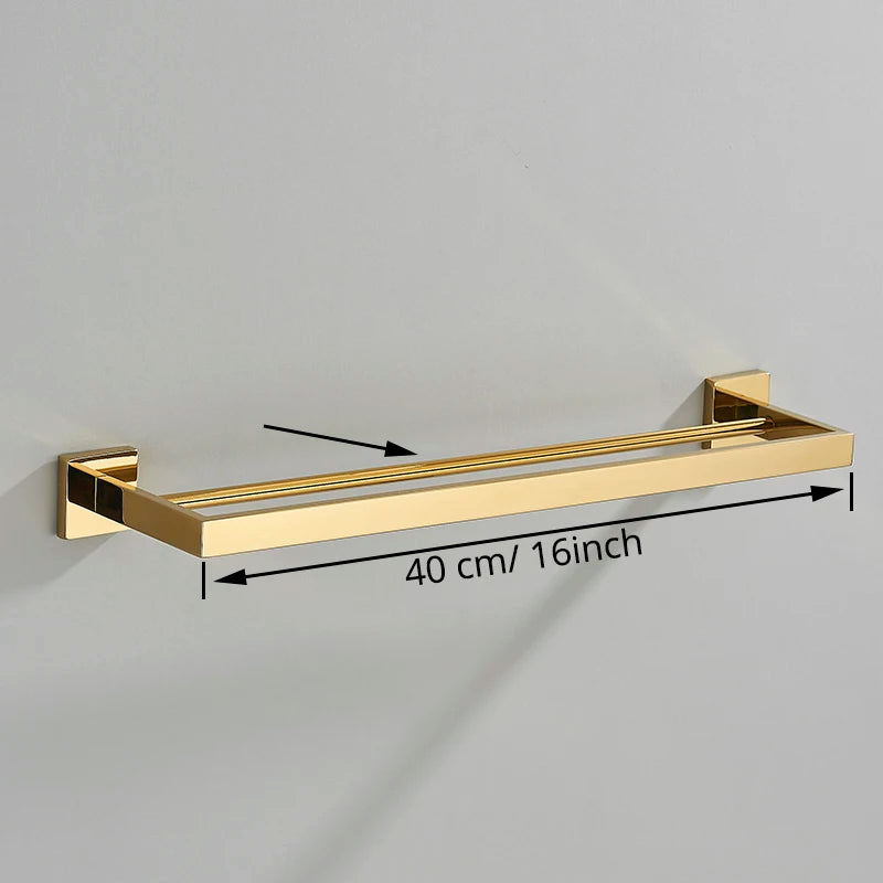 Bathroom Hardware Gold Bathrobe Hook Towel Rail Bar