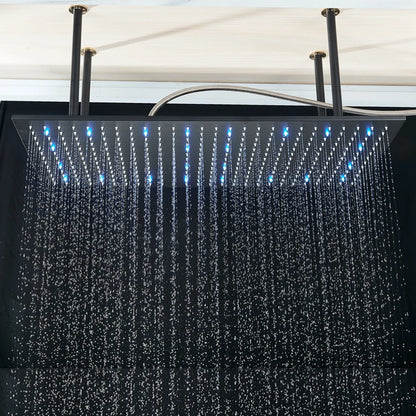 Shinesia Big Black Thermostatic Bathroom Shower Faucet Rainfall