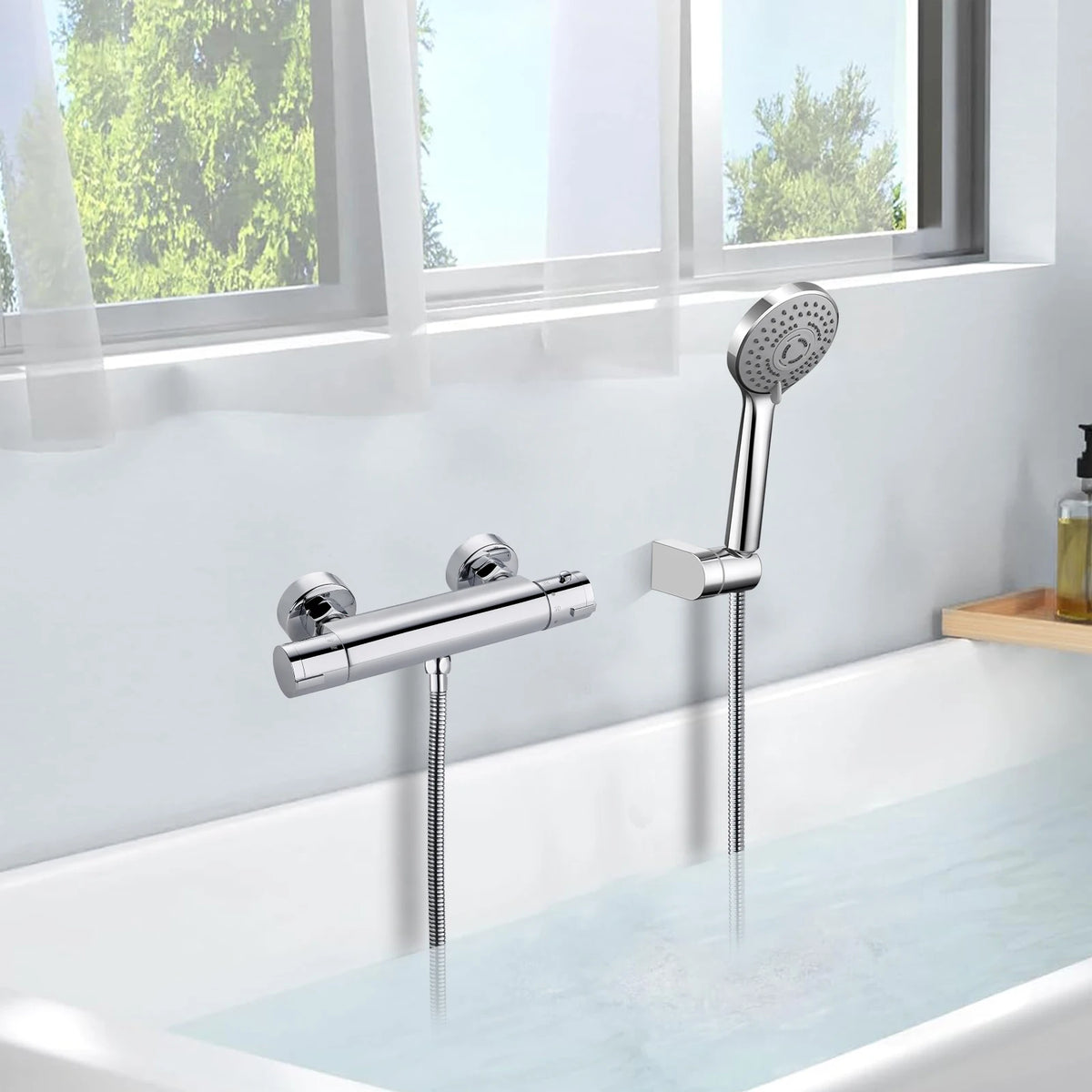 Shower Mixer Tap Thermostat 38 Safety Button Round