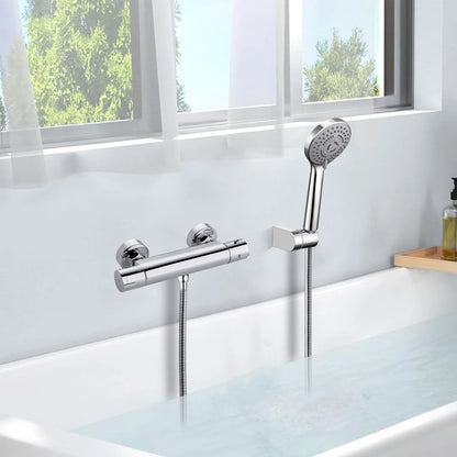 Shower Mixer Tap Thermostat 38 Safety Button Round