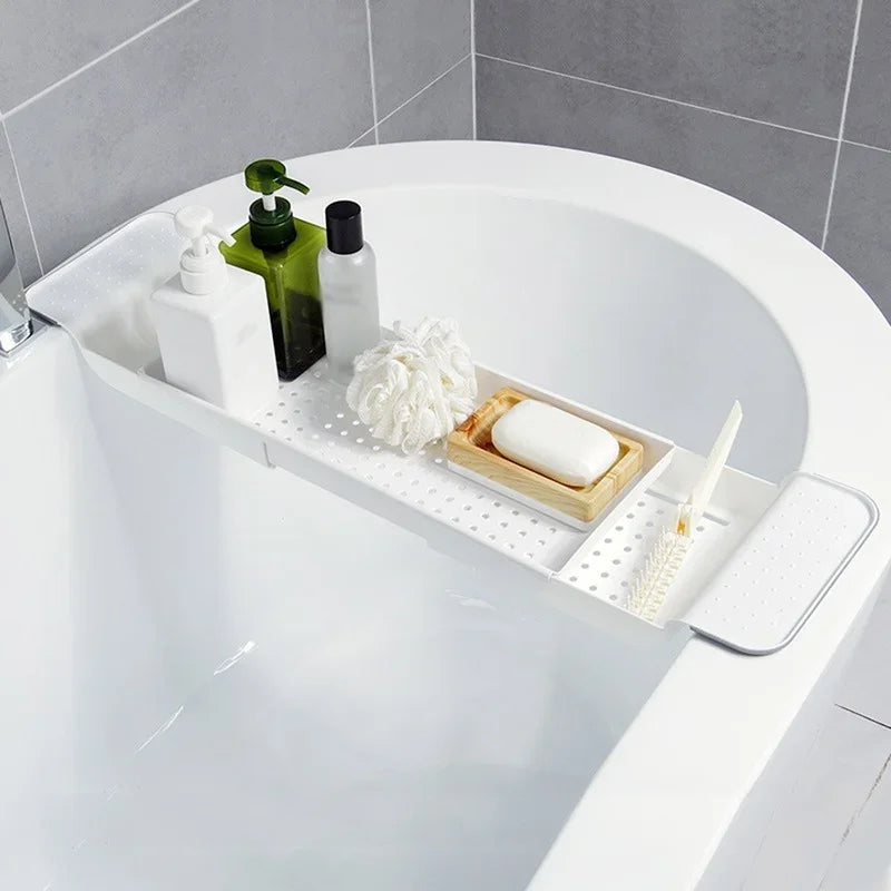 Bathtub Shelf Extendable Bathroom Tray Shower Caddy Bamboo