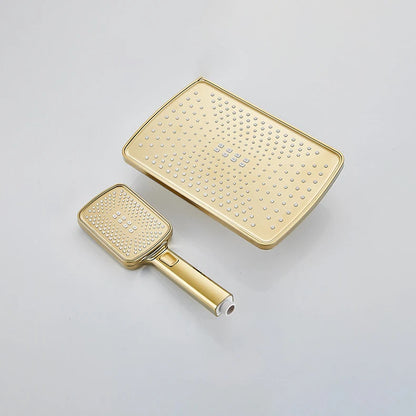 Square Thermostatic Bathroom Shower Quality Brass Cold Gold