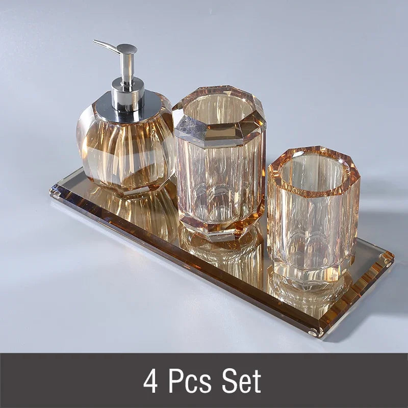 Light Luxury Crystal Glass Bathroom Lotion Bottle Transparent