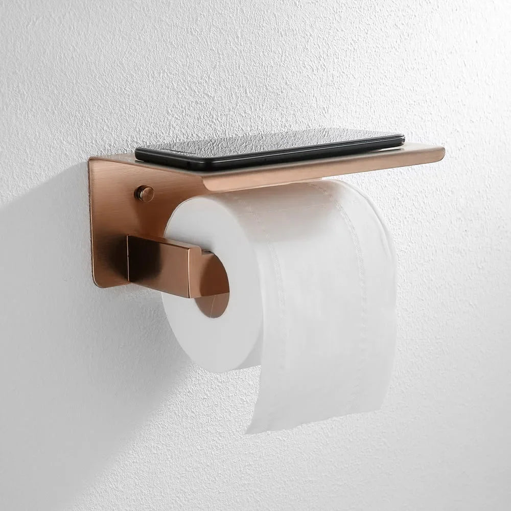 Brushed Rose Gold Towel Rack Robe Hook Bathroom