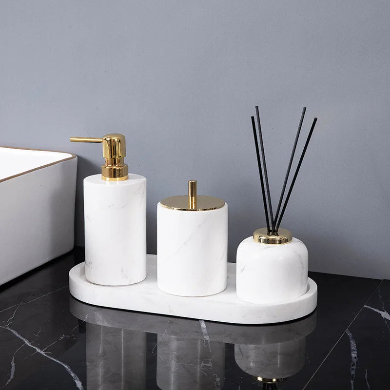 Volakos White Natural Marble Bathroom Minimalism Soap Dispenser
