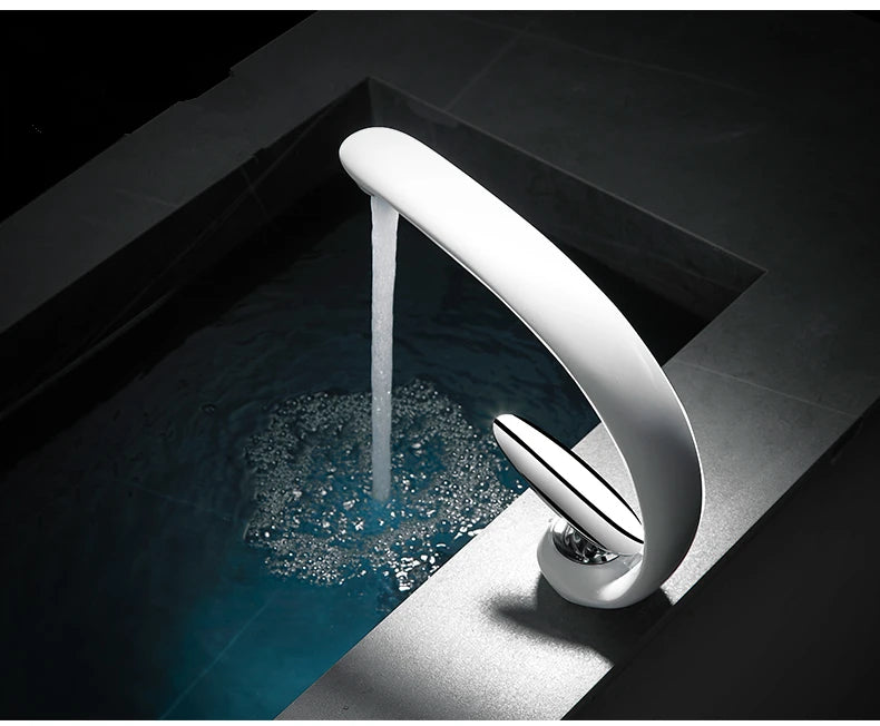 Creative Bathroom Sink Faucet Tap White Brass Wash