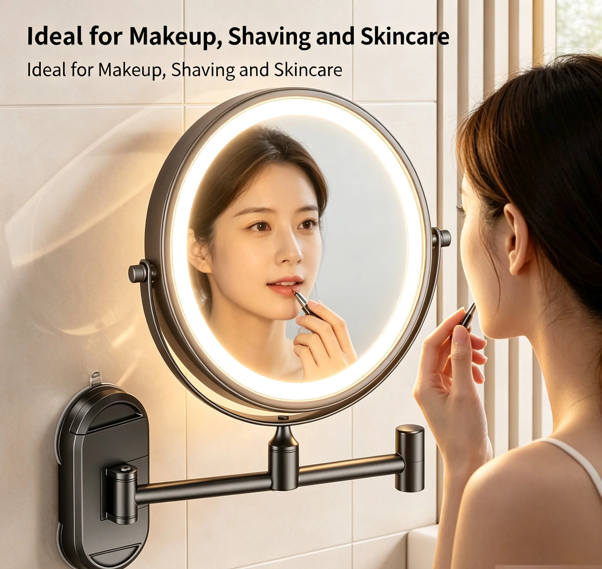 Inch Wall Mounted Makeup Mirror Extending Folding Double
