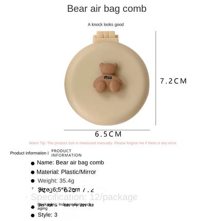 Cute Cartoon Foldable Comb Makeup Mirror Air Cushion