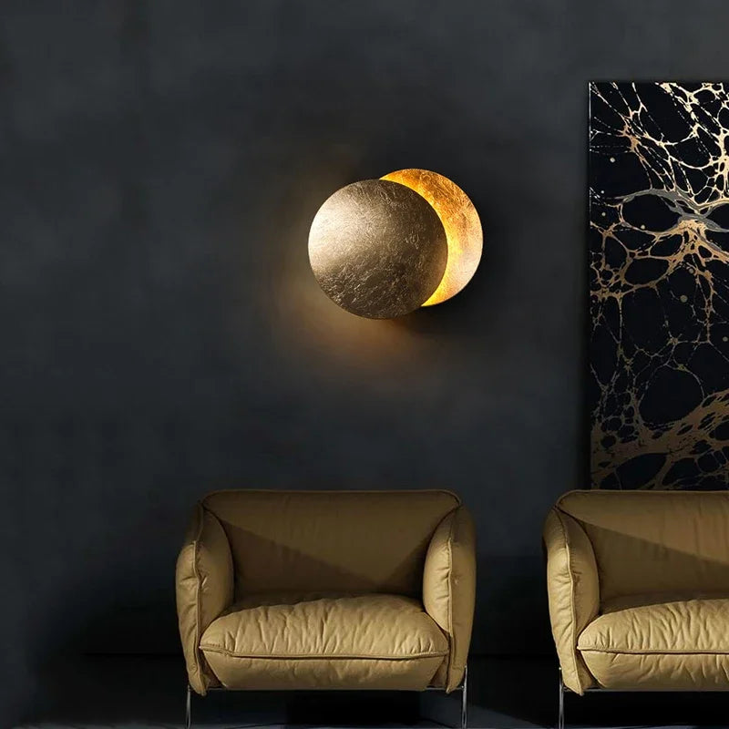 Modern Texture Designer Round Wall Lamp Rotatable Black