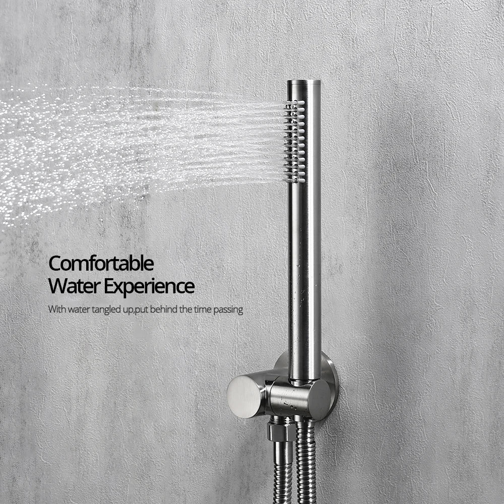 Handheld Bathroom Shower System Brushed Gold Cold Water