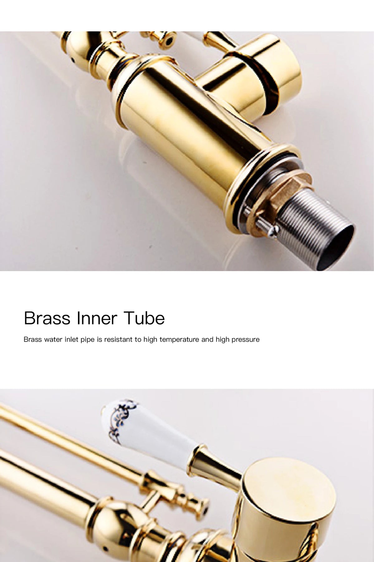 Aitana Luxury Golden Brass Faucet Retro Design Handle