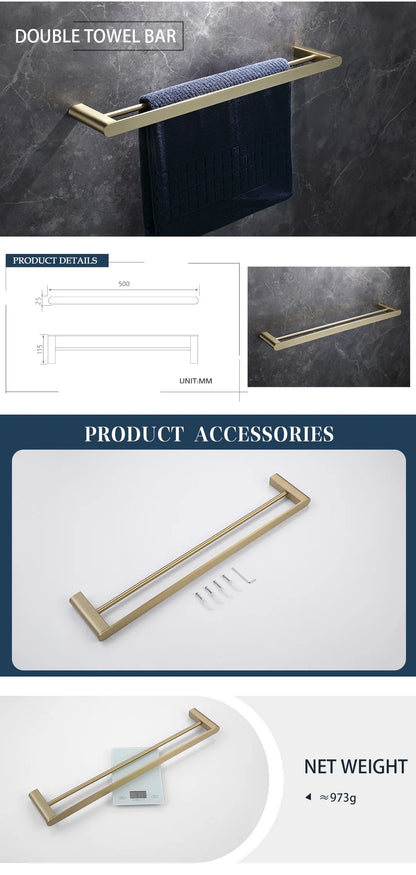 Brushed Gold Bathroom Toilet Brush Holder Toilet Paper