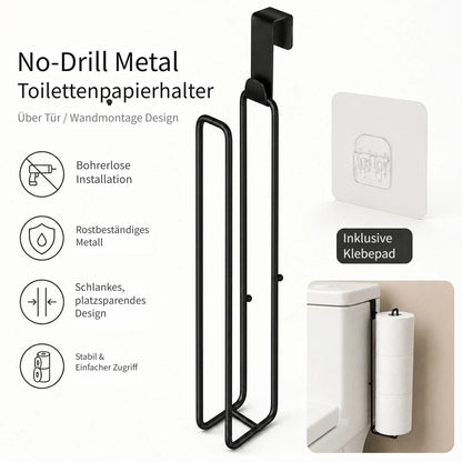 Self-Adhesive Toilet Paper Holder Black Iron Bathroom Tissue