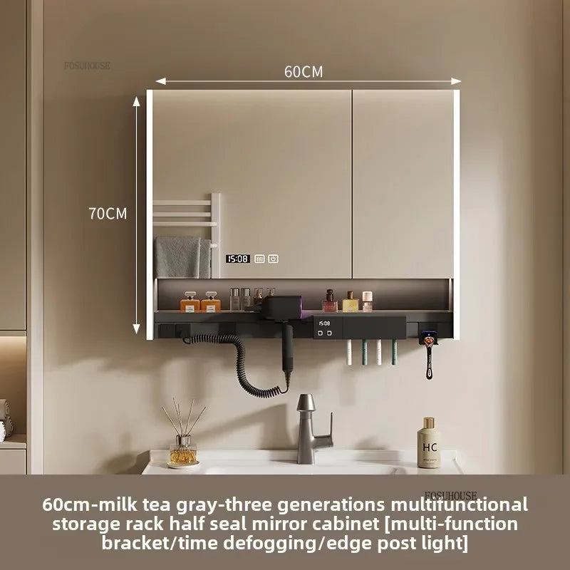 Smart Bathroom Mirror Storage Cabinet Light Bathroom Mirror