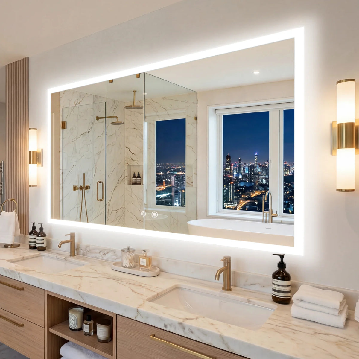 100/120cm Rectangular Led Bathroom Mirror Frameless Wall Vanity