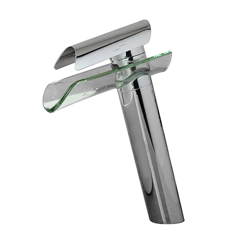 Langyo Chrome Bathroom Vanity Basin Glass Waterfall Spout