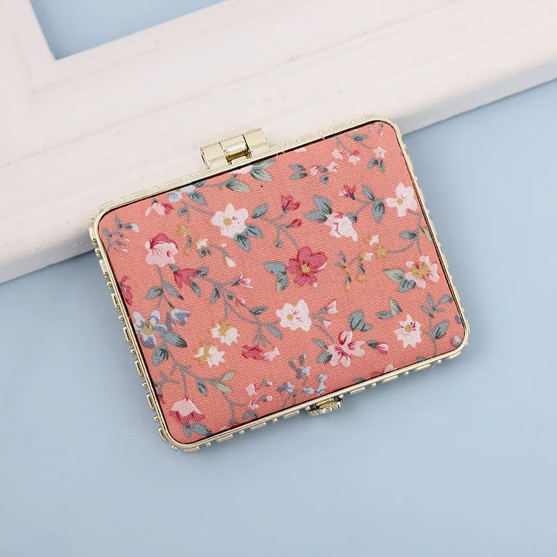 Vintage Foldable Makeup Mirror Mini Heart Round Makeup