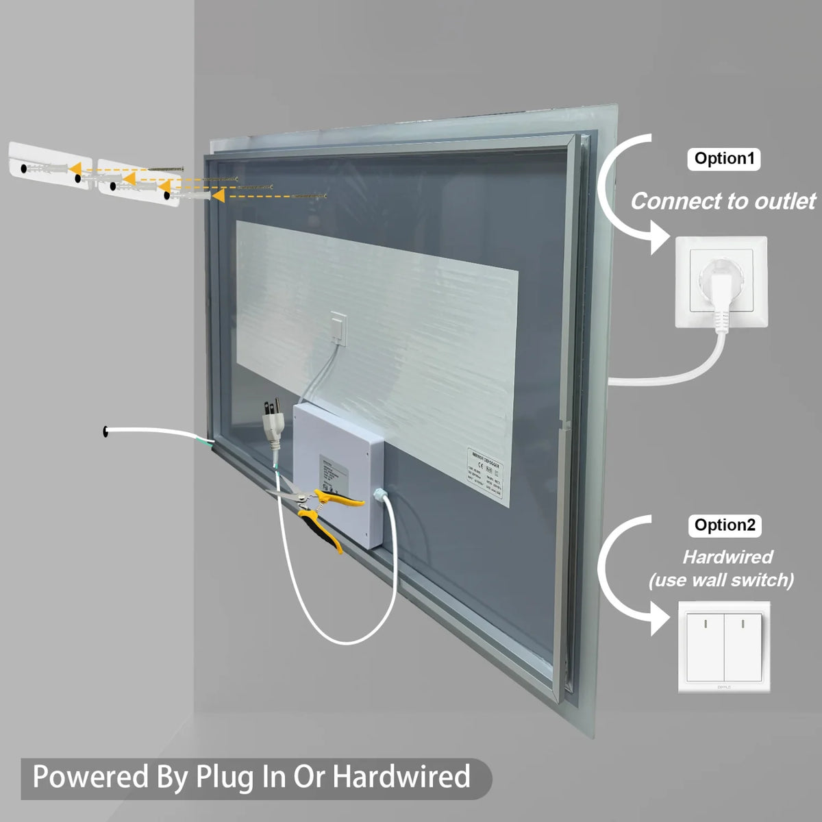 100/120cm Rectangular Led Bathroom Mirror Frameless Wall Vanity