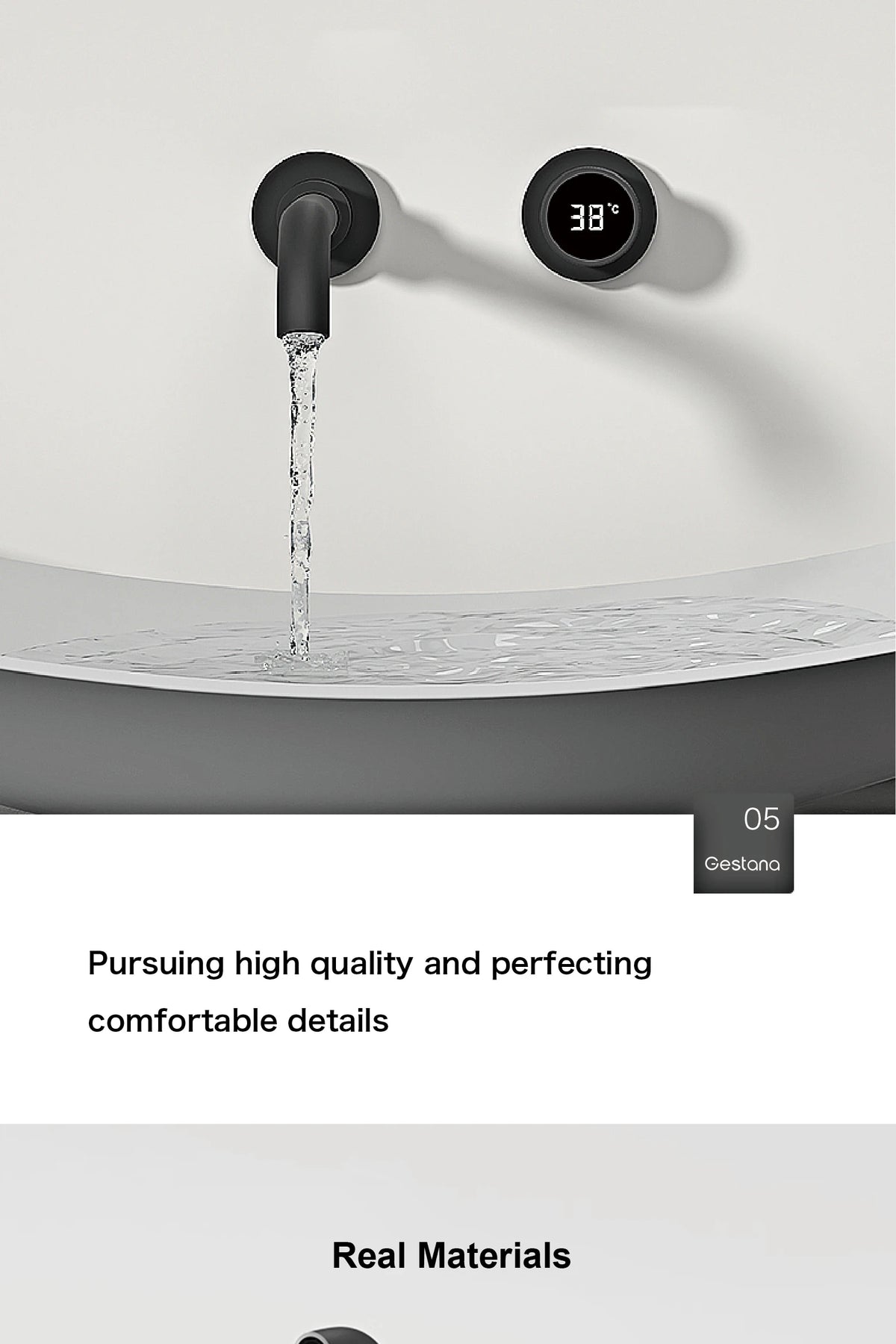 Gestana Luxury Led Digital Display Black Brass Bathroom