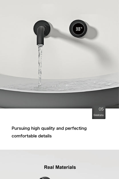 Gestana Luxury Led Digital Display Black Brass Bathroom