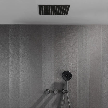 Aitana Minimalist Gun Grey Brass Ceiling Shower System