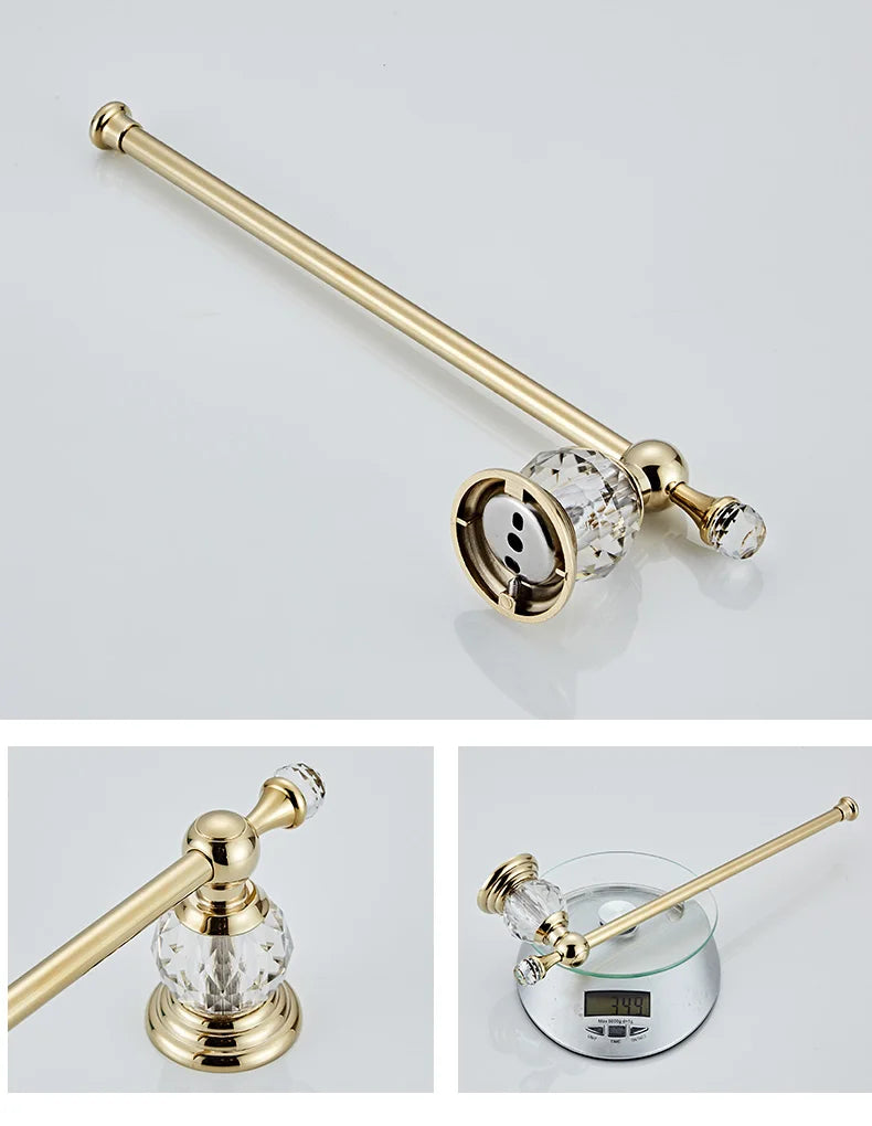 Ellen Golden Crystal Bathroom Hardware Adjust Towel Rack