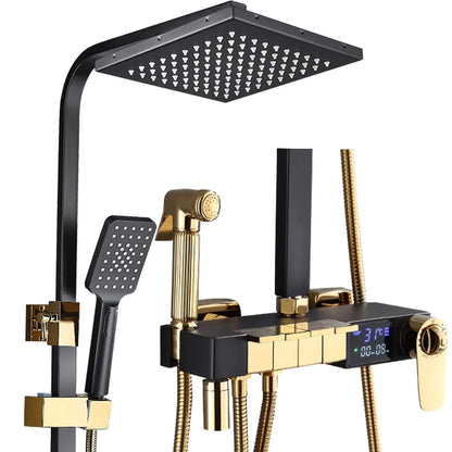 Brushed Gold Thermostatic Digital Bathroom Shower Inch Rain