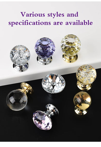 Colorful Crystal Glass Ball Pulls Knobs Wardrobe Door