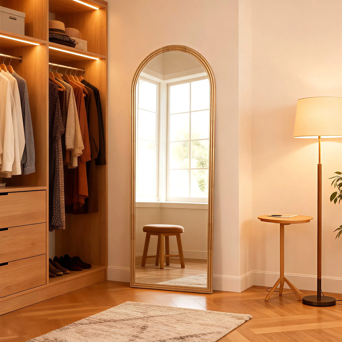 Arc Full Body Mirror 160x50cm Solid Wood Frame