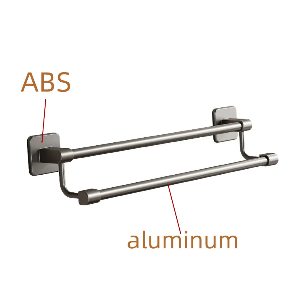 Adhesive Towel Rack 30-80cm Adjustable No Drill Bathroom