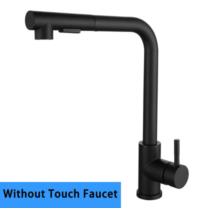 Brushed Gold Touch On Sink Faucets Pull Out