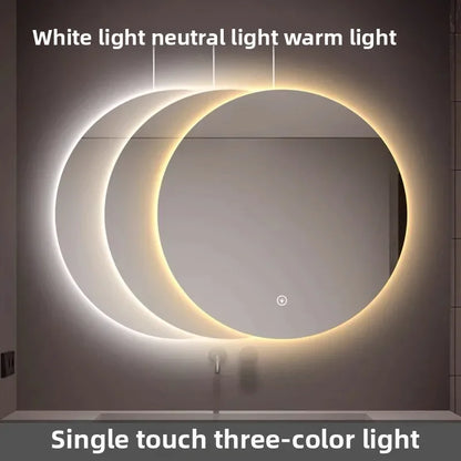 Mirror Round Mirror Wall-Mounted Smart Bathroom Mirror Led