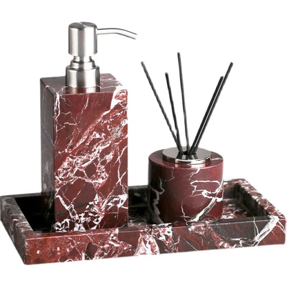 Natural Purple Red Marble Bathroom Lotion Bottle Toothbrush