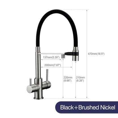 Brushed Gold Faucet Filter 360 Swivel Pure Water