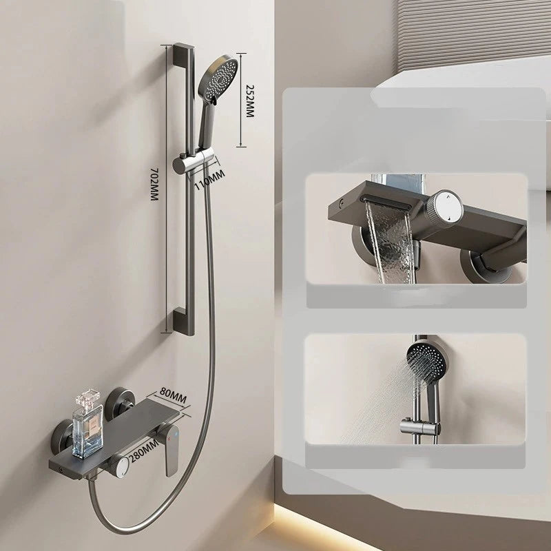 Gray Bathroom Shower Rainfall Shower Faucet Apartment Hotels