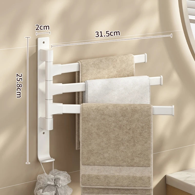 Bathroom Towel Rack Rotatable Towel Holder Space Aluminum