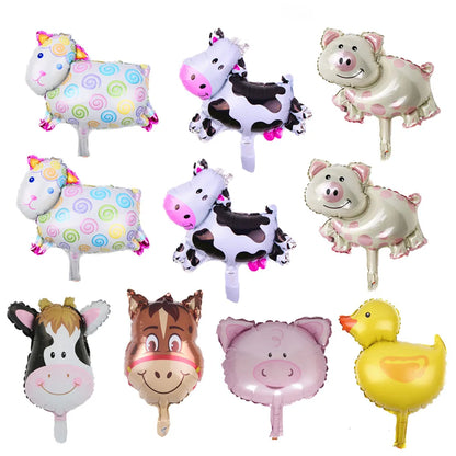 10/30/50pcs Farm Mini Animal Balloon Little Pig Duck