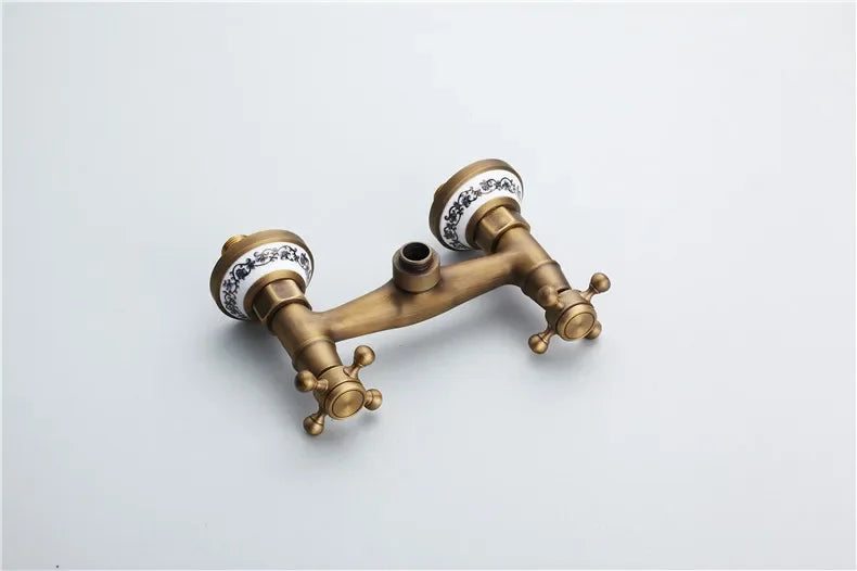 Retro Shower Faucets Antique Brass Ceramics Bathtub Faucets