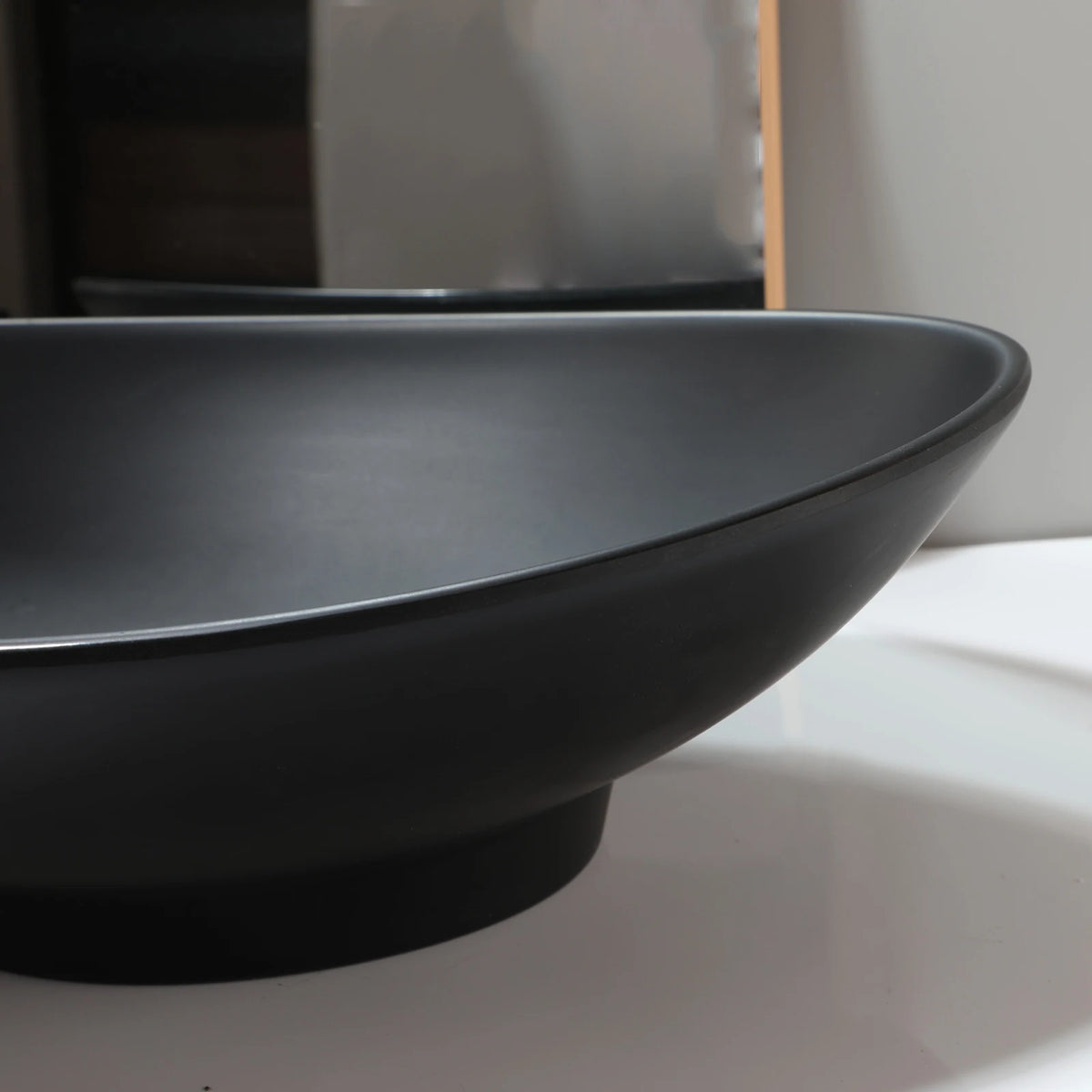 Zappo Oval Stone Resin Vessel Sink Small Black