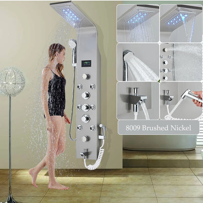 Led Shower Panel Six Functions Waterfall Shower Panel