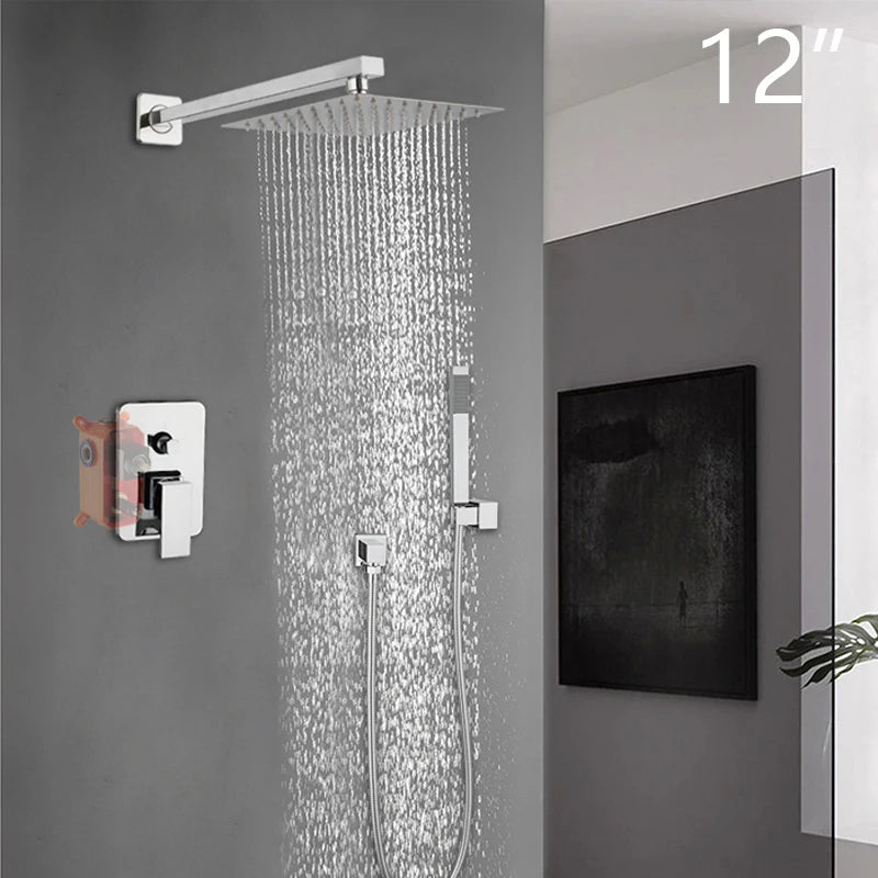 Kemaid Matte Black Rainfall Shower Faucet Systerm W/